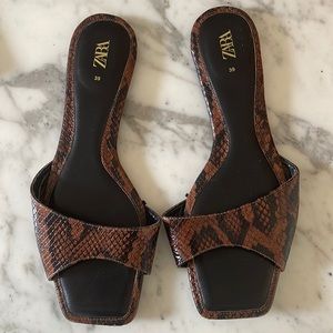 Zara Faux Snake Slip On Sandals